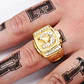 Anillo Para Hombre Con Piedras Caballo Hip Hop De Color Oro - Miniatura 4