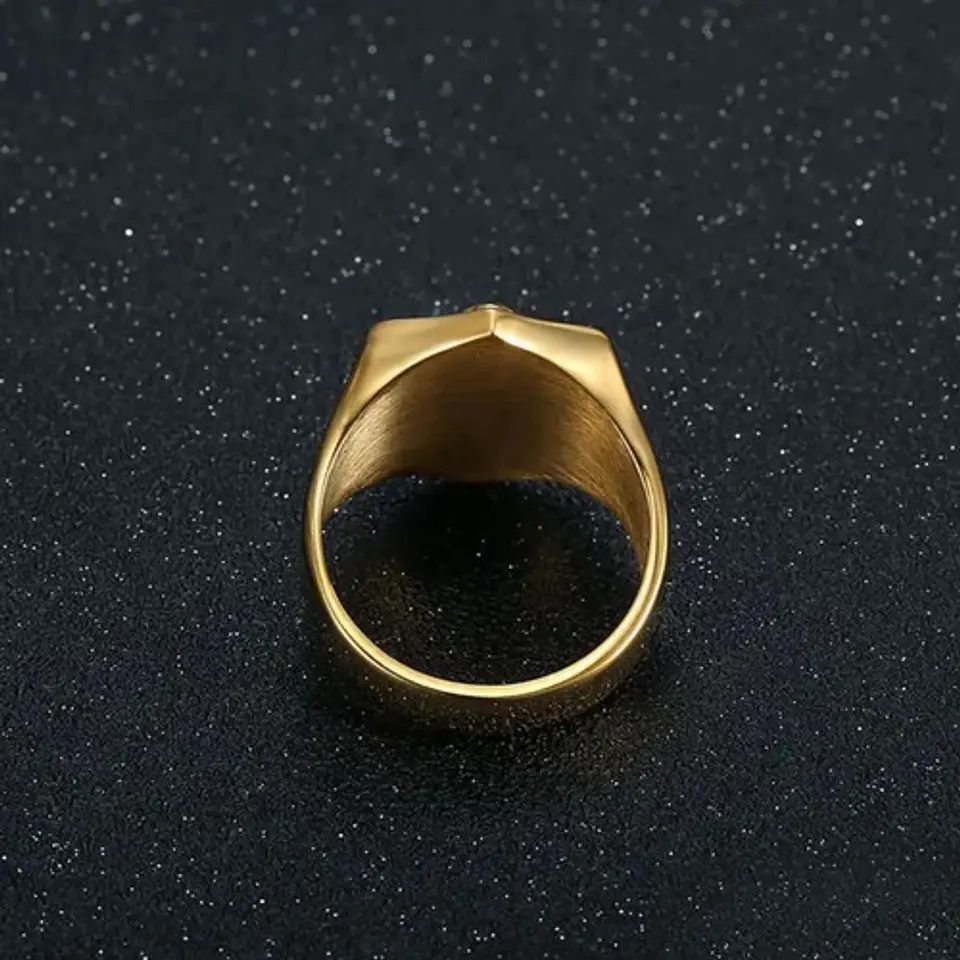 Anillo Lujoso Para Hombre Escudo Caballero Hip Hop Color Oro 4