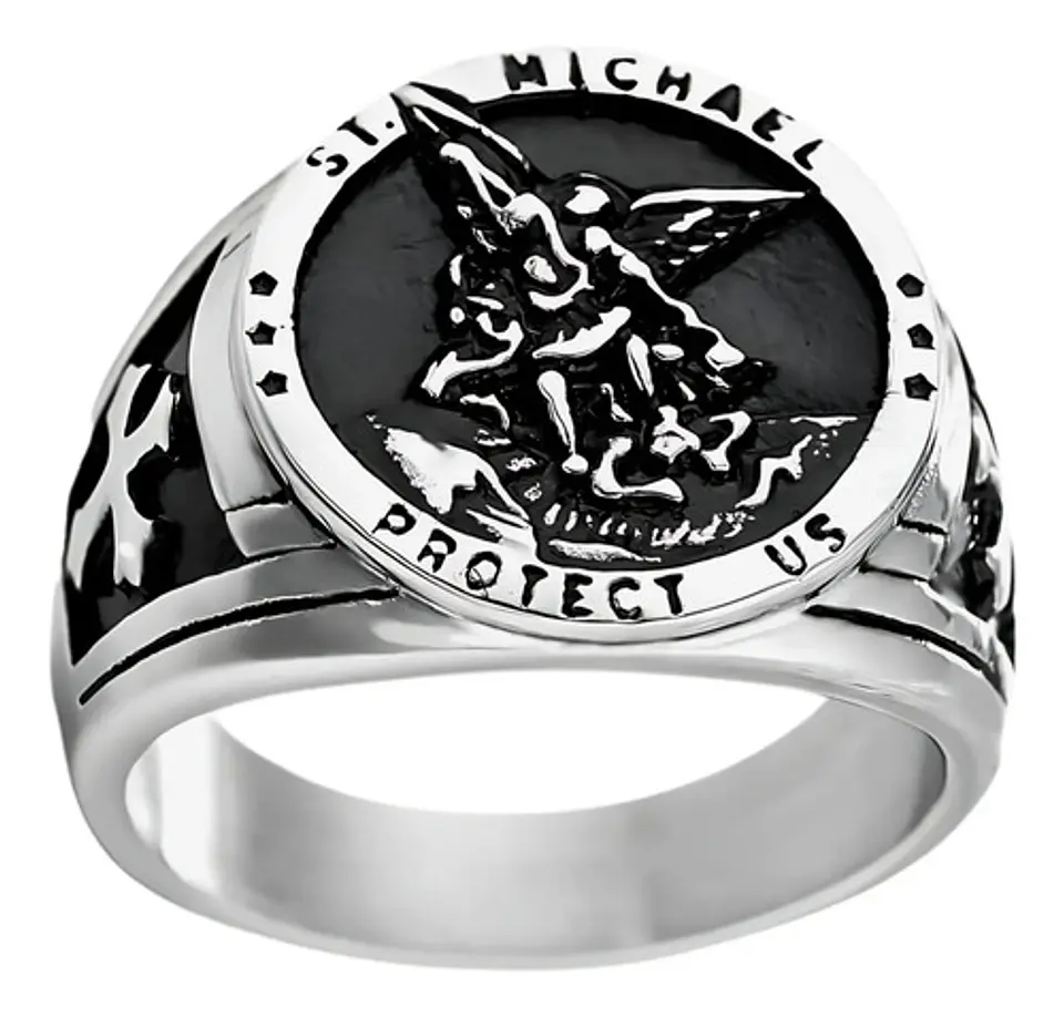 Anillo Para Hombre De Color Plata Arcangel St Michael Miguel 1