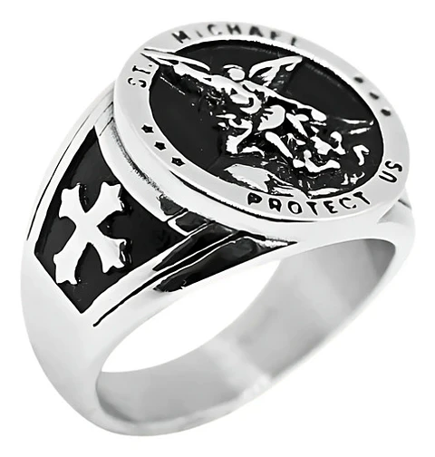 Anillo Para Hombre De Color Plata Arcangel St Michael Miguel