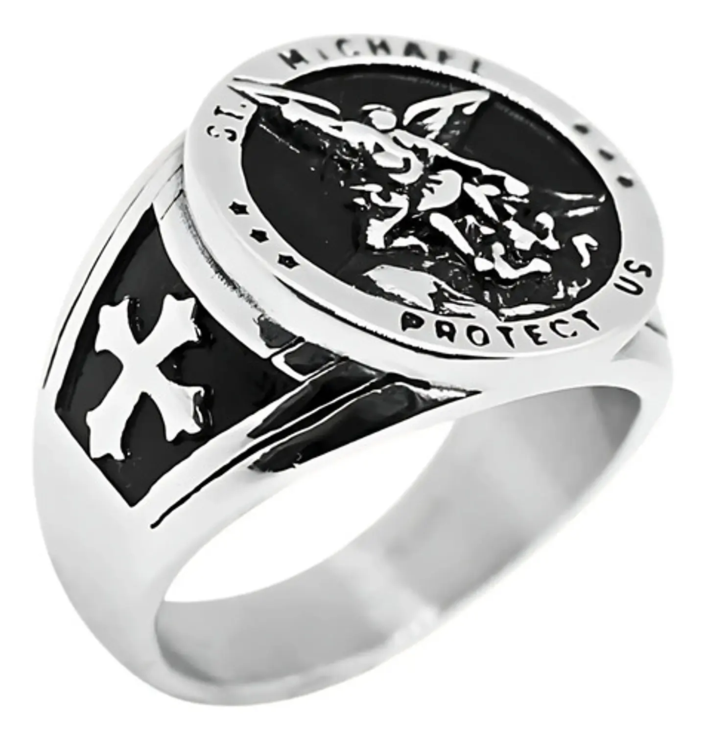 Anillo Para Hombre De Color Plata Arcangel St Michael Miguel 2
