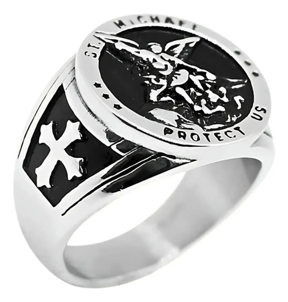 Anillo Para Hombre De Color Plata Arcangel St Michael Miguel 2