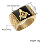 Anillo Para Hombres Acero De Color Oro Símbolo Masón Piedras - Miniatura 2