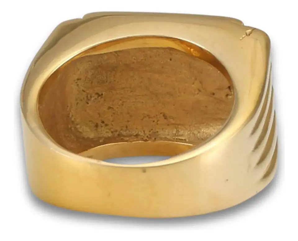 Anillo Para Hombres Acero De Color Oro Símbolo Masón Piedras 3