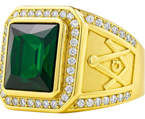 Anillo Mason Para Hombre Con Piedra Cz Color Oro De Acero