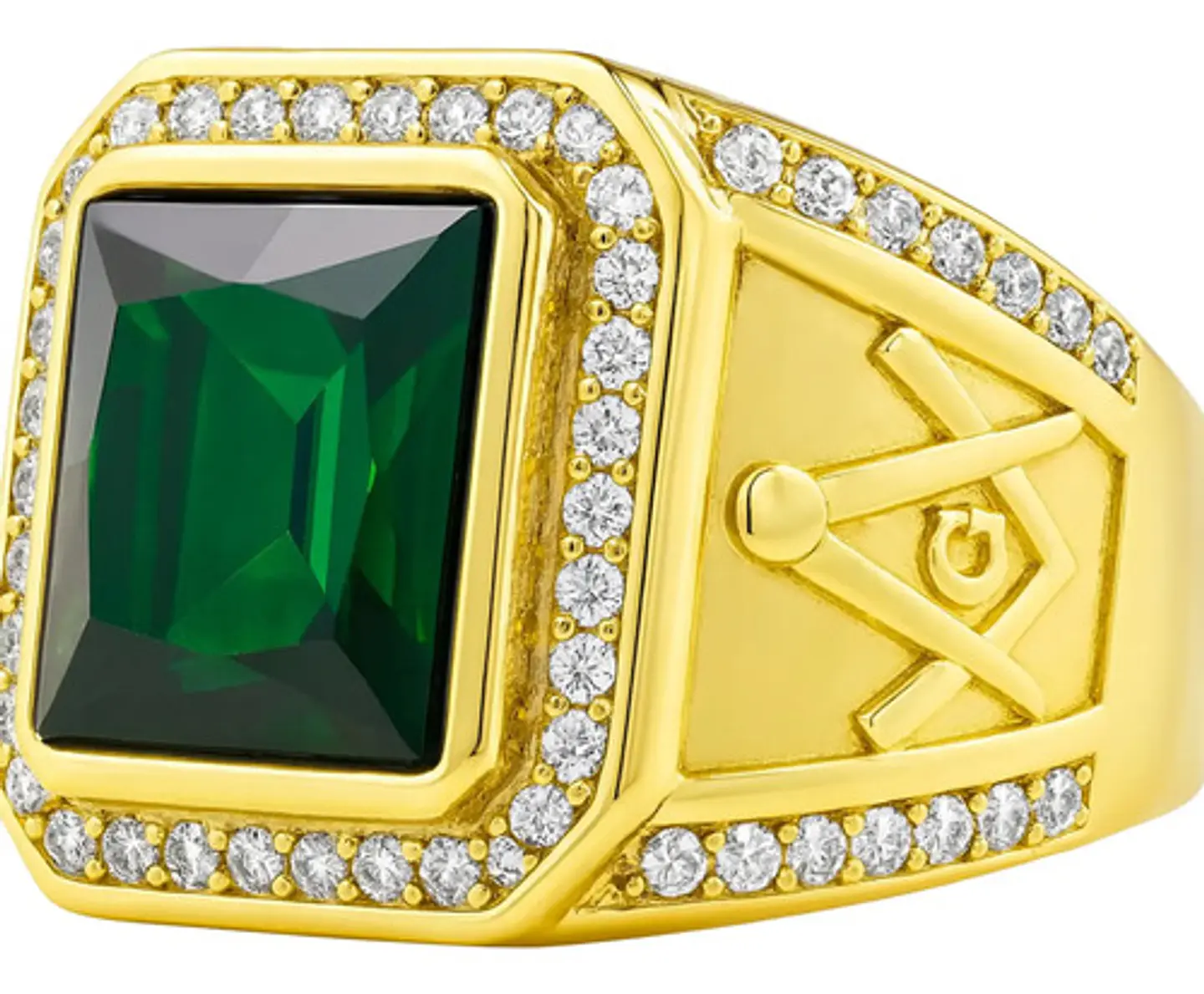 Anillo Mason Para Hombre Con Piedra Cz Color Oro De Acero 2