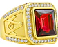 Anillo Mason Para Hombre Con Piedra Cz Color Oro De Acero - Miniatura 12
