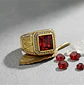 Anillo Mason Para Hombre Con Piedra Cz Color Oro De Acero - Miniatura 18