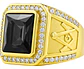 Anillo Mason Para Hombre Con Piedra Cz Color Oro De Acero - Miniatura 22