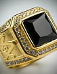 Anillo Mason Para Hombre Con Piedra Cz Color Oro De Acero - Miniatura 24