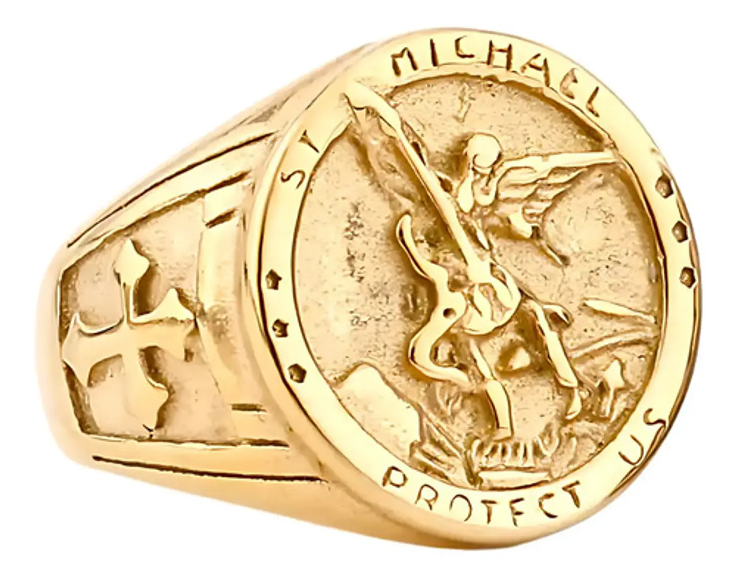 Anillo Para Hombre Mujer Con Arcángel San Miguel Color Oro  1