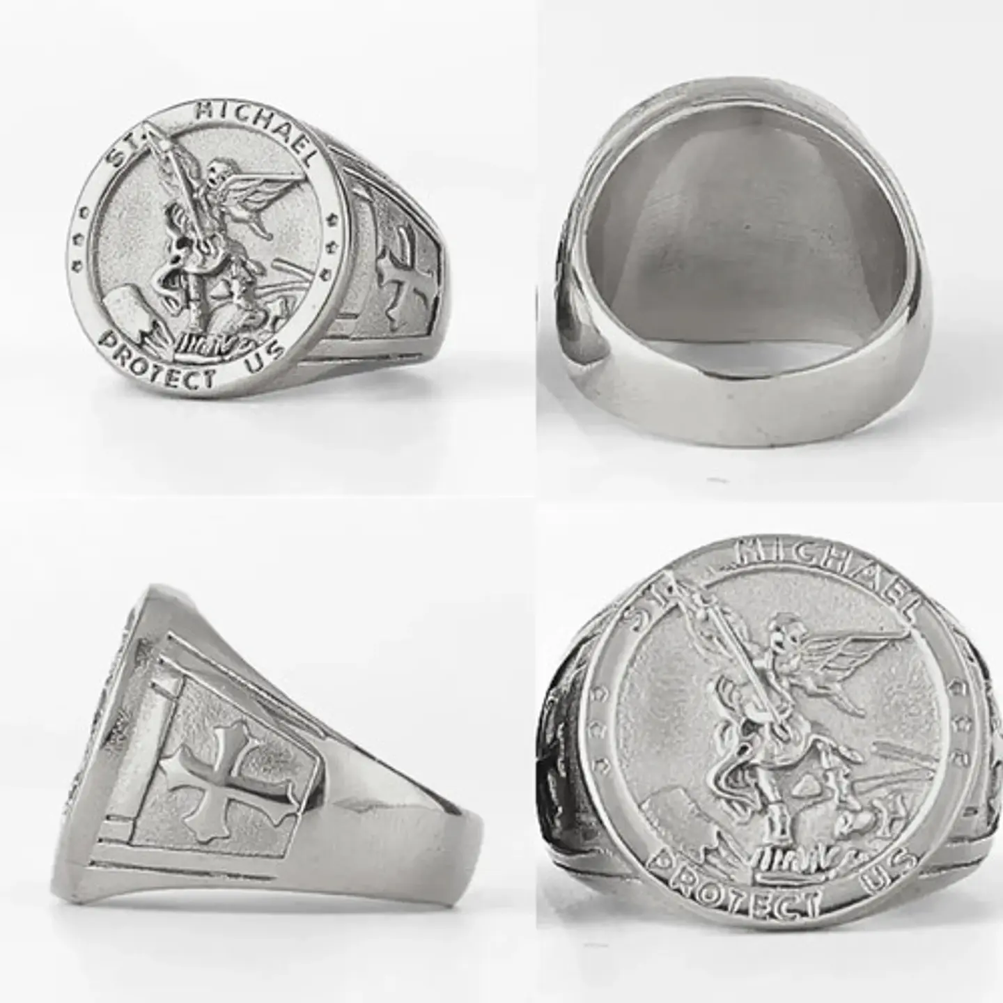 Anillo Para Hombre Mujer Con Arcángel San Miguel Color Oro  8