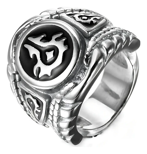 Anillo Para Hombre World Of Warcraft De Acero Color Plata