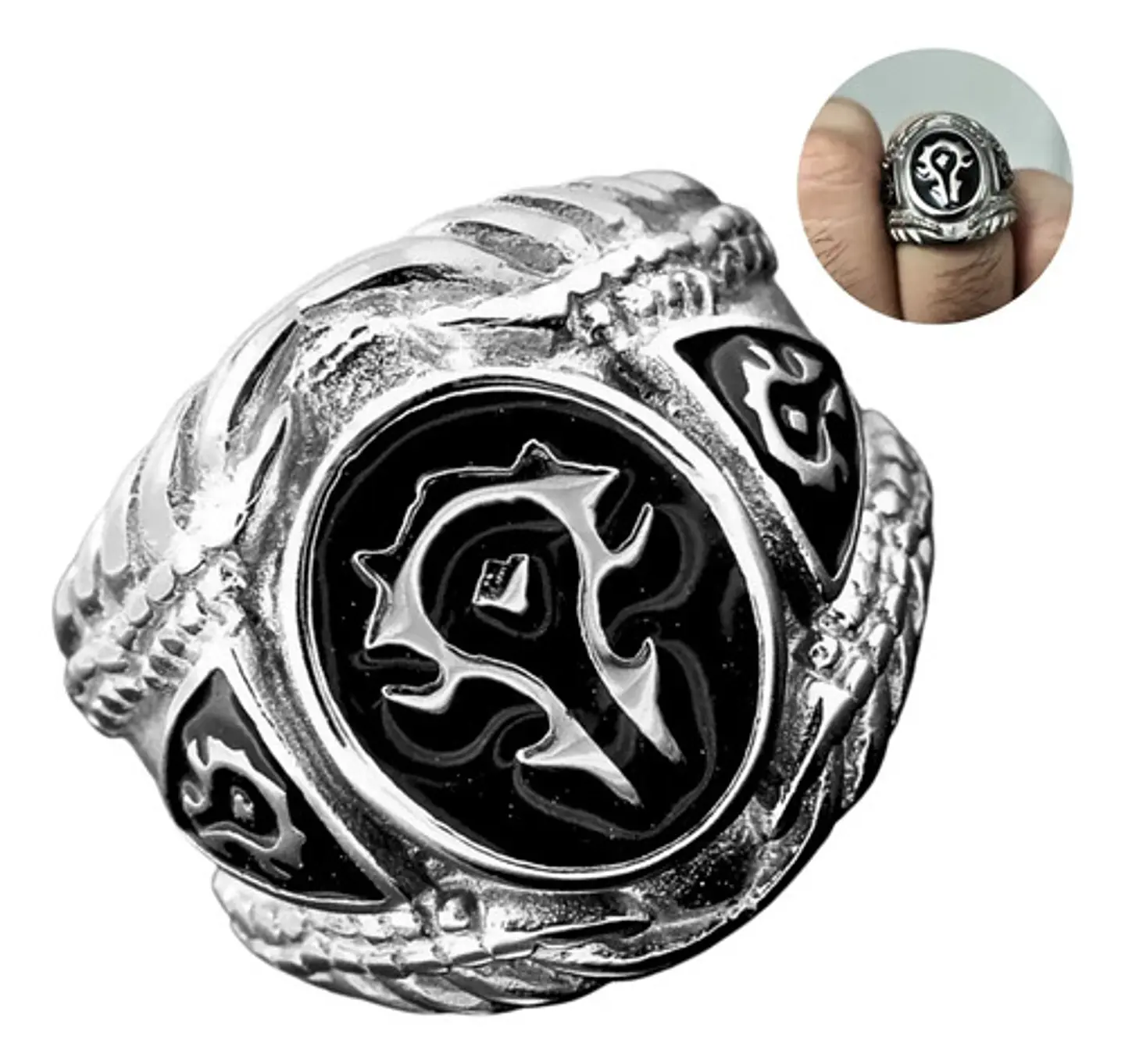 Anillo Para Hombre World Of Warcraft De Acero Color Plata 2