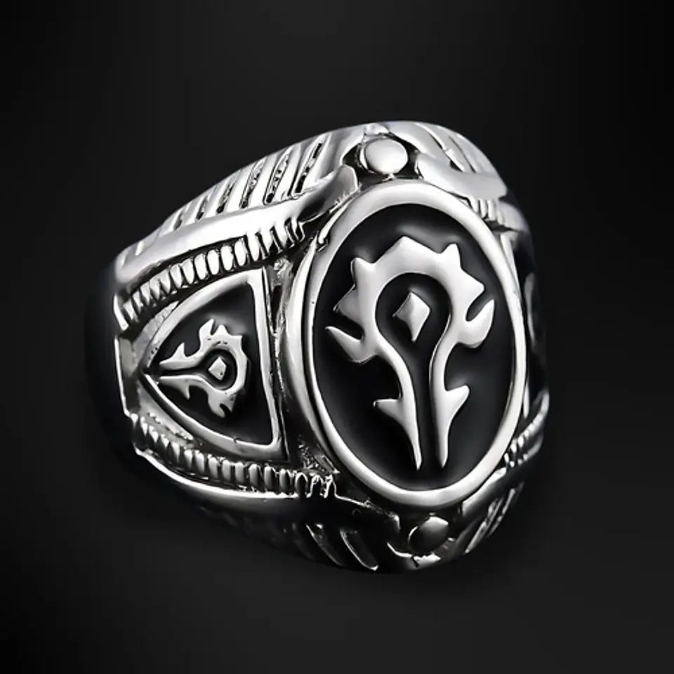 Anillo Para Hombre World Of Warcraft De Acero Color Plata 6