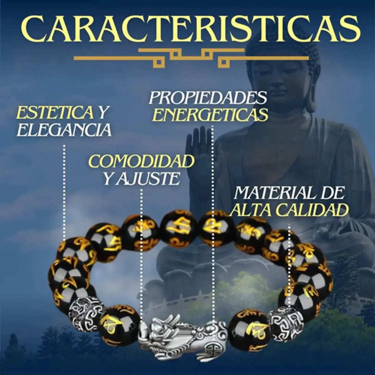 Pulsera Para Hombre Mujer Con Cuentas Pixiu Mantra Amuleto 9