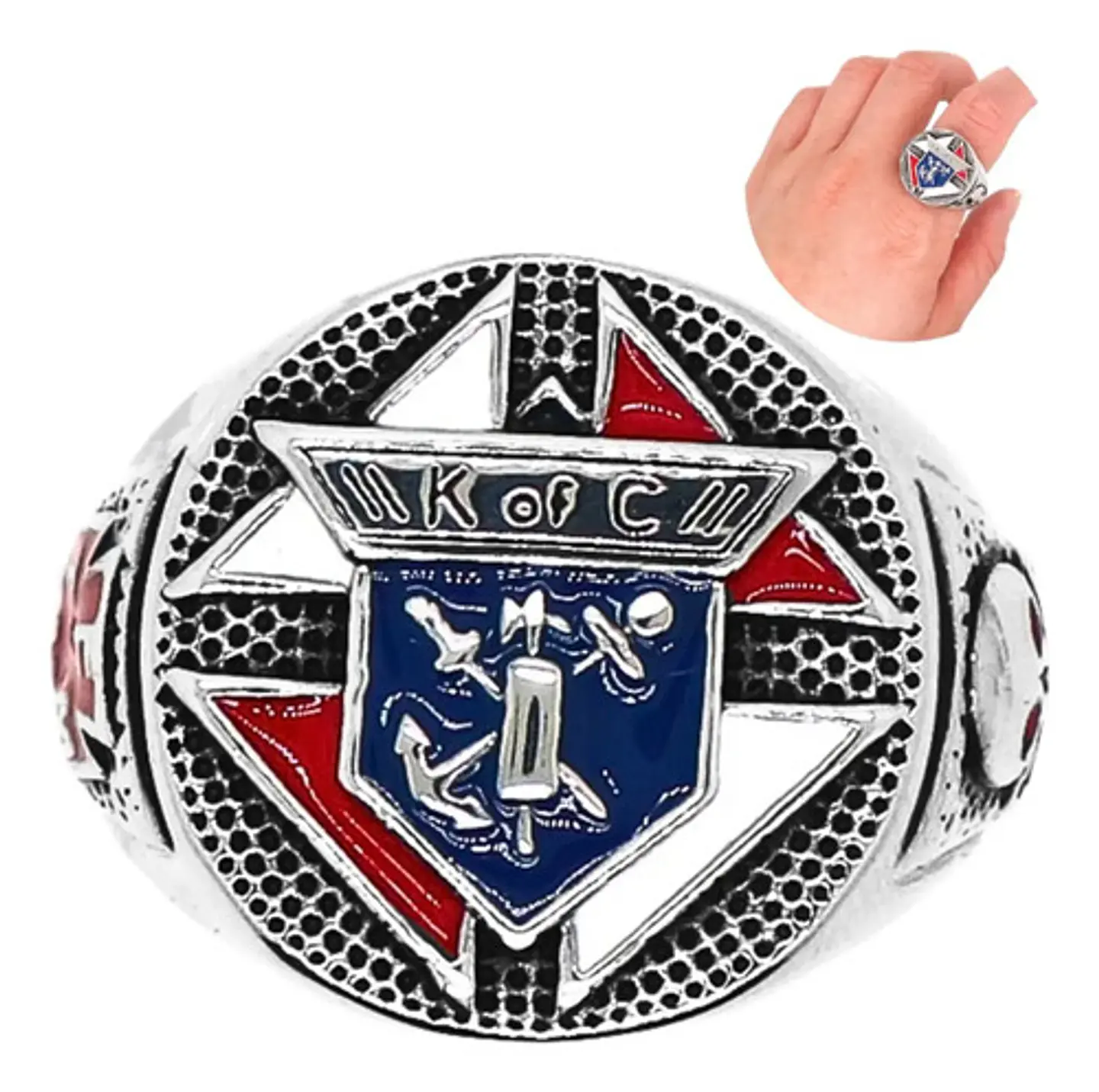 Anillo Para Hombre Símbolo Caballeros De Colon Color Plata 1