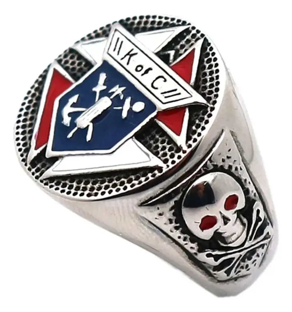 Anillo Para Hombre Símbolo Caballeros De Colon Color Plata 3