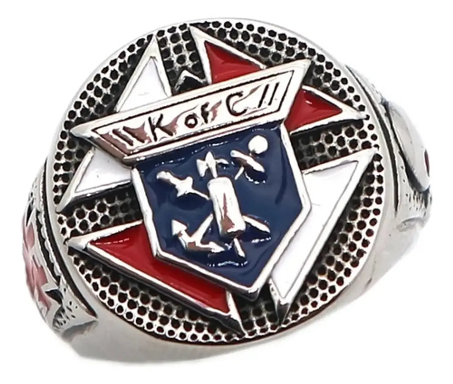 Anillo Para Hombre Símbolo Caballeros De Colon Color Plata 4