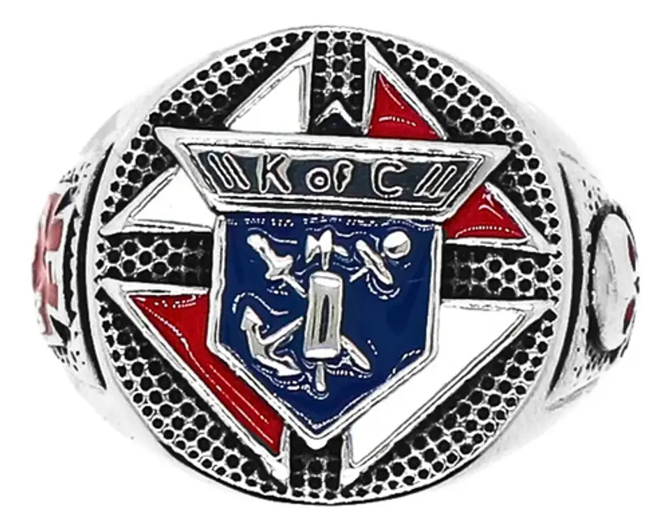 Anillo Para Hombre Símbolo Caballeros De Colon Color Plata 6
