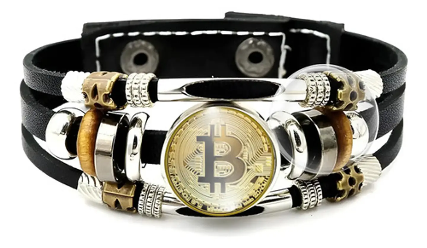 Pulsera Hombre Mujer Con Botón Criptomoneda Bitcoin Luminoso 2