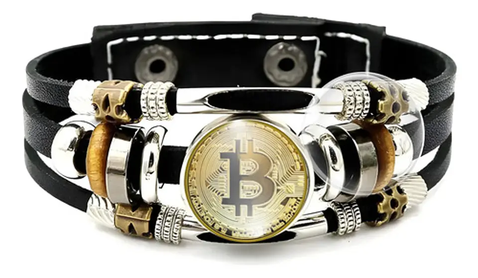 Pulsera Hombre Mujer Con Botón Criptomoneda Bitcoin Luminoso 2