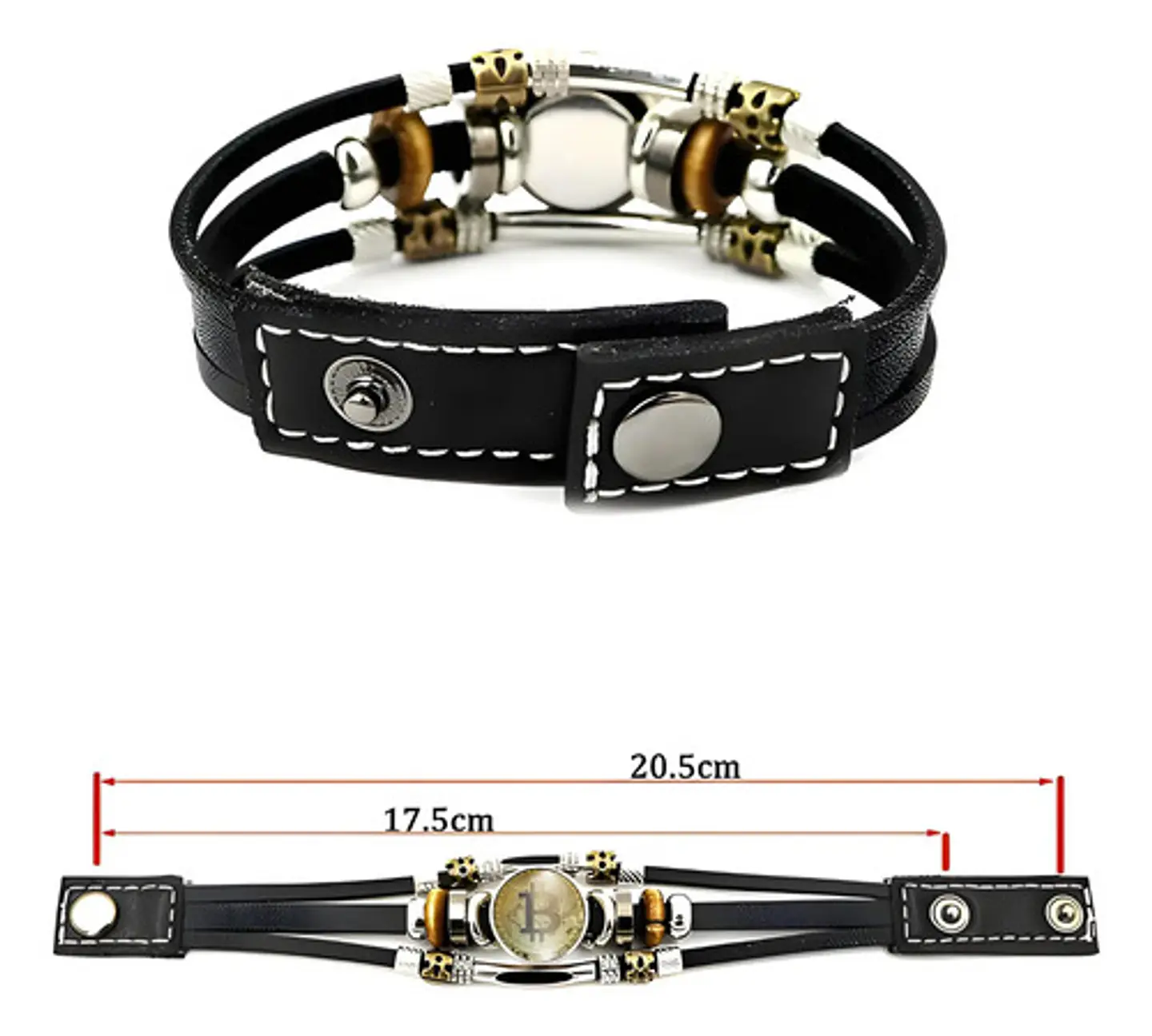 Pulsera Hombre Mujer Con Botón Criptomoneda Bitcoin Luminoso 3
