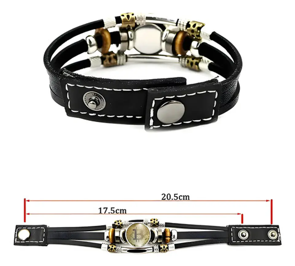 Pulsera Hombre Mujer Con Botón Criptomoneda Bitcoin Luminoso 3