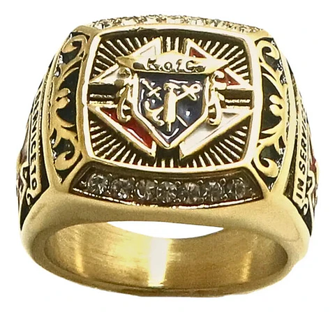 Anillo Piedras Cz Para Hombre Símbolo Caballeros De Colon 