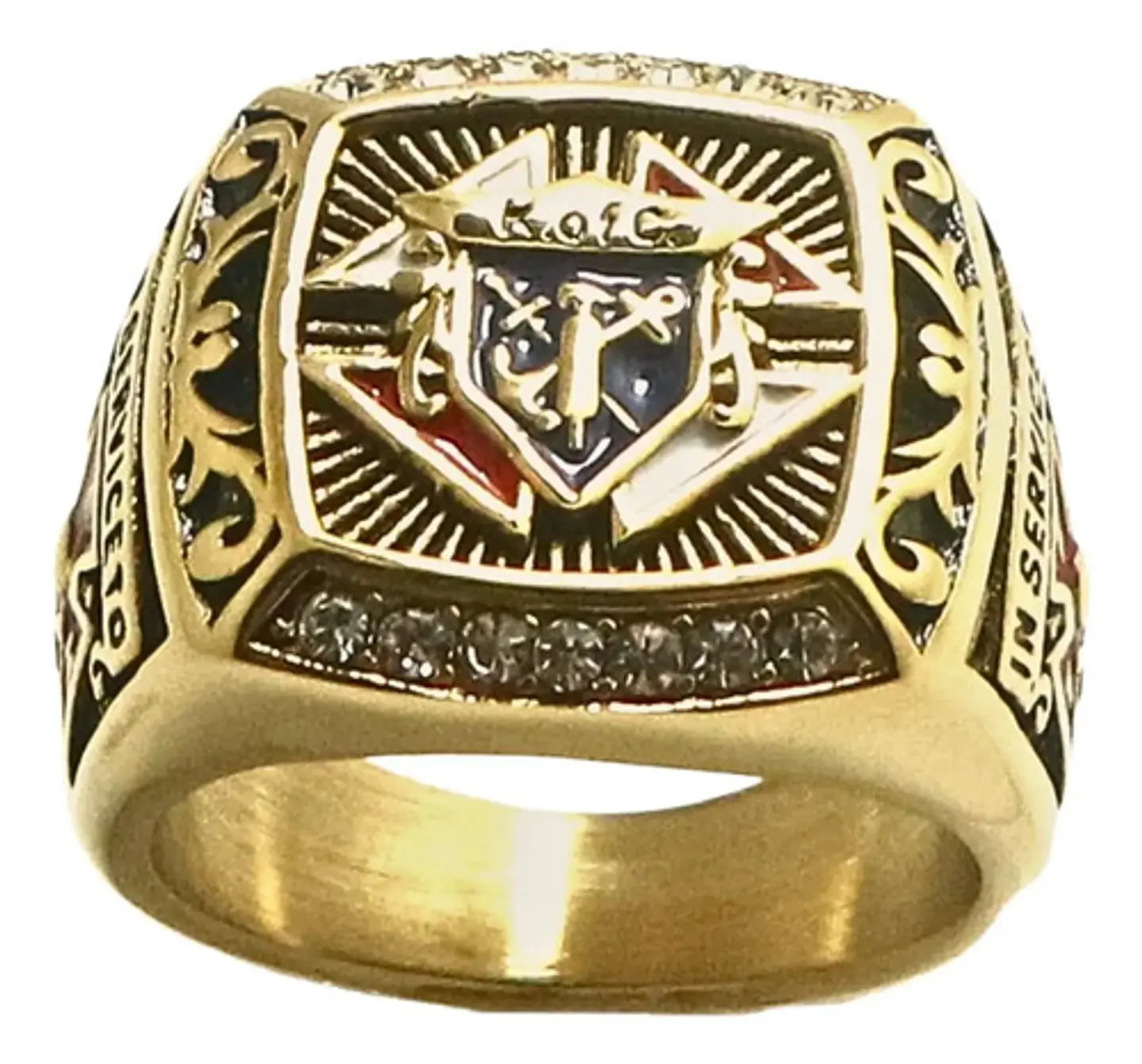 Anillo Piedras Cz Para Hombre Símbolo Caballeros De Colon  2