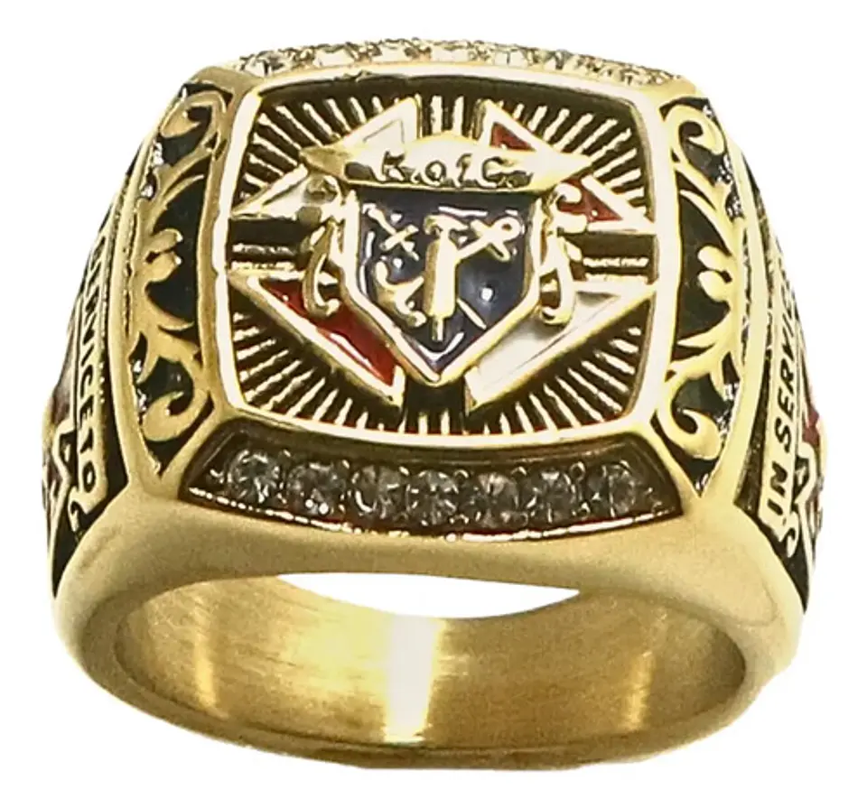 Anillo Piedras Cz Para Hombre Símbolo Caballeros De Colon  2