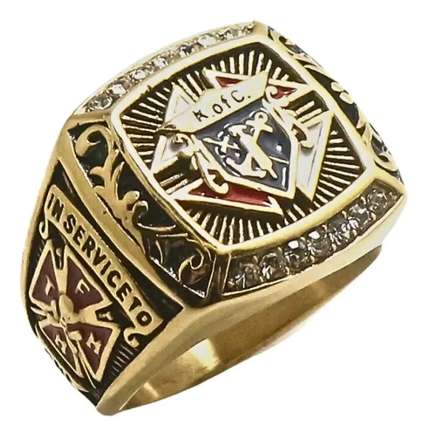 Anillo Piedras Cz Para Hombre Símbolo Caballeros De Colon  3