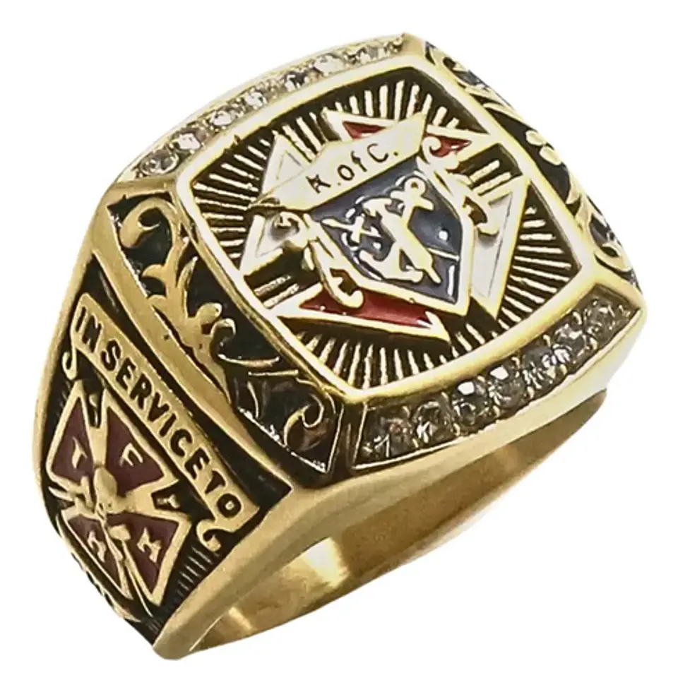 Anillo Piedras Cz Para Hombre Símbolo Caballeros De Colon  3