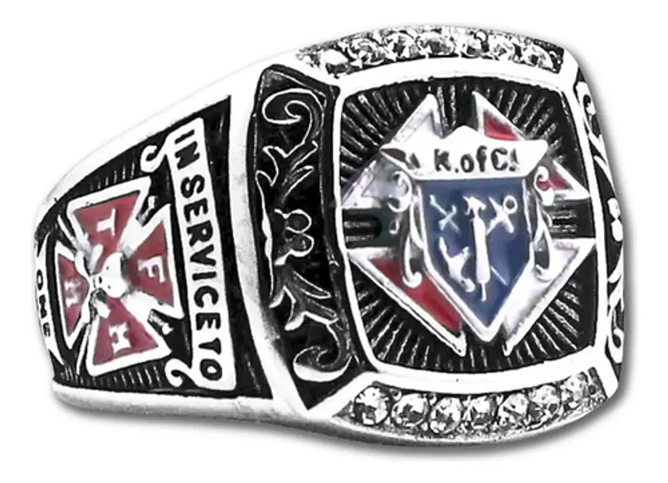 Anillo Piedras Cz Para Hombre Símbolo Caballeros De Colon  4