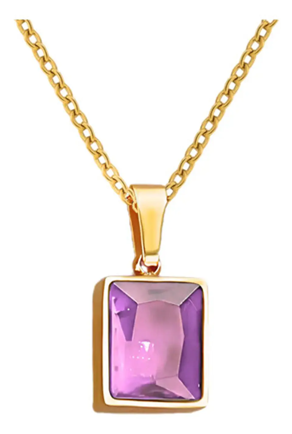 Collar Para Mujeres Con Dije Rectangular Circonia Color Oro 9