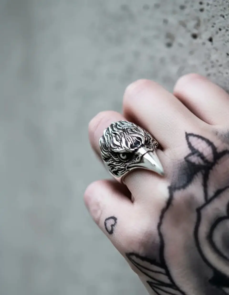 Anillo Color Plata Águila Biker Acero Inoxidable Punk Hombre 3