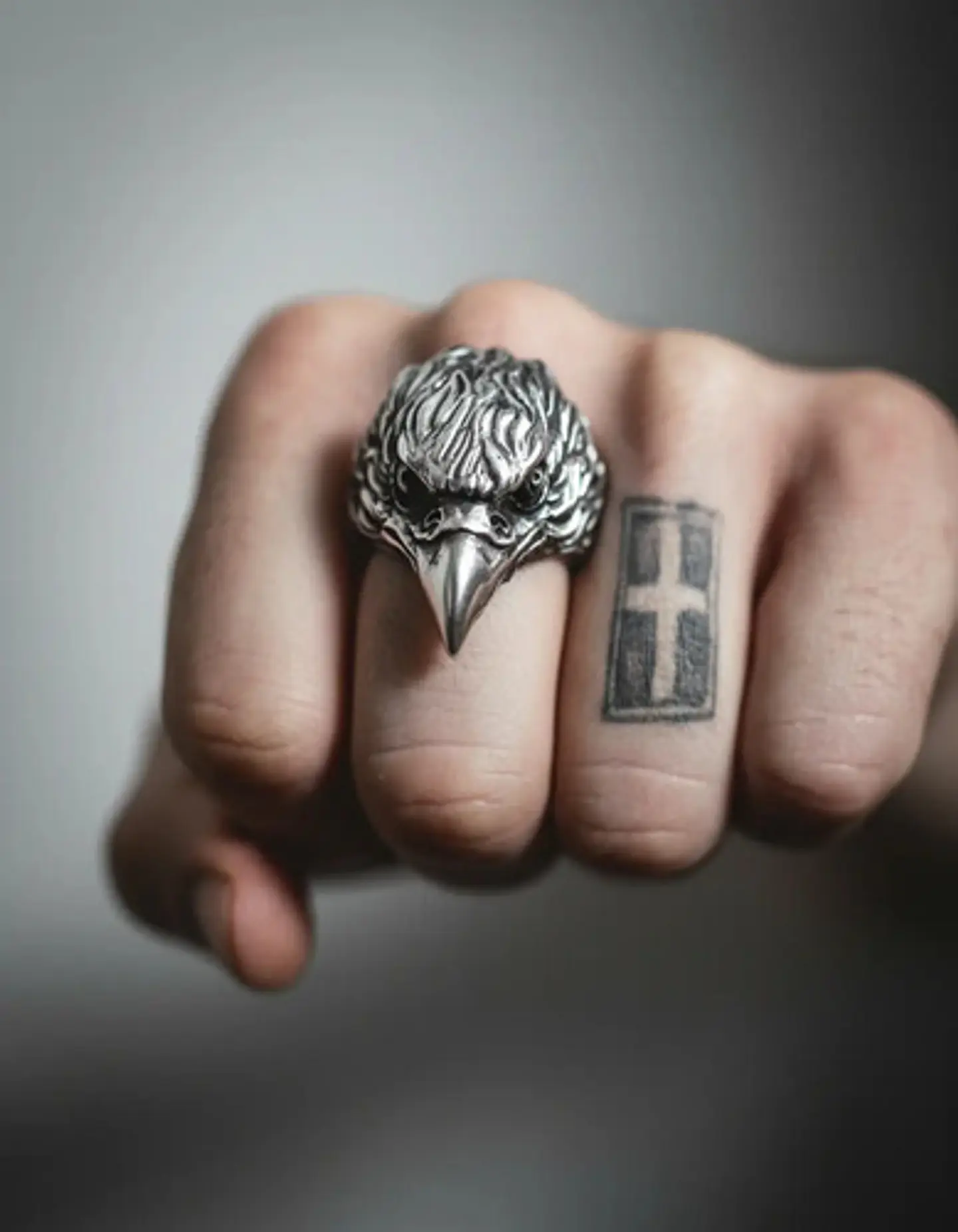 Anillo Color Plata Águila Biker Acero Inoxidable Punk Hombre 4