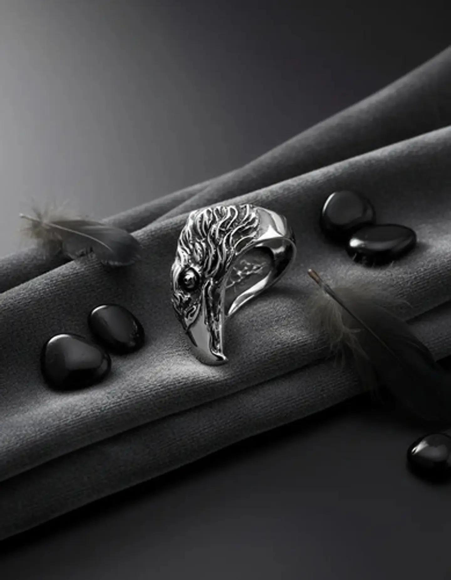 Anillo Color Plata Águila Biker Acero Inoxidable Punk Hombre 8