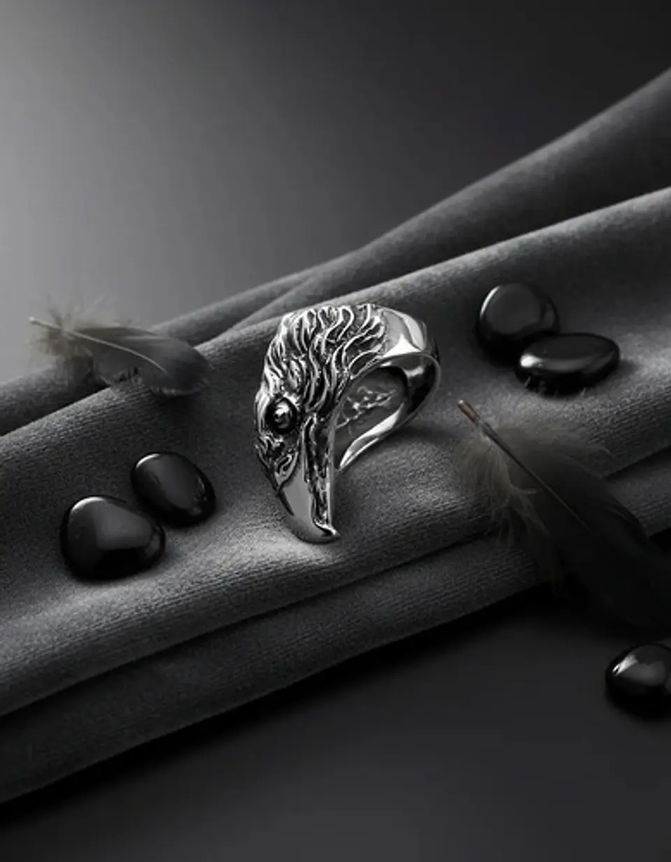 Anillo Color Plata Águila Biker Acero Inoxidable Punk Hombre 8