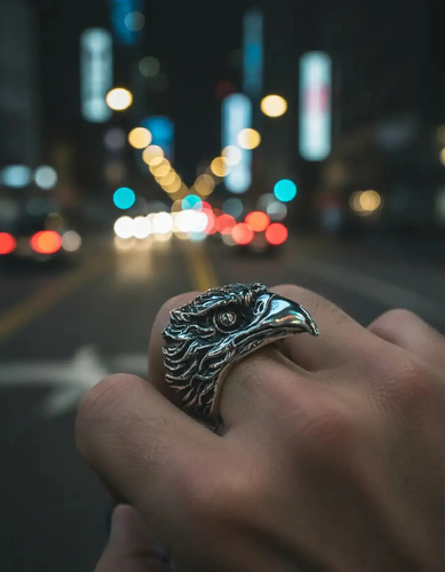 Anillo Color Plata Águila Biker Acero Inoxidable Punk Hombre 10