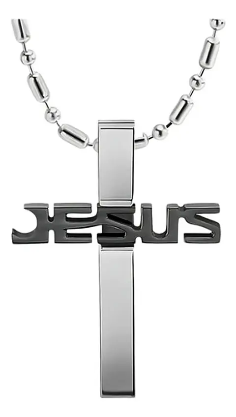 Collar Para Hombre Y Mujer Con Dije Jesús Cruz Color Plata