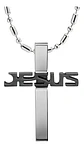 Collar Para Hombre Y Mujer Con Dije Jesús Cruz Color Plata - Miniatura 1