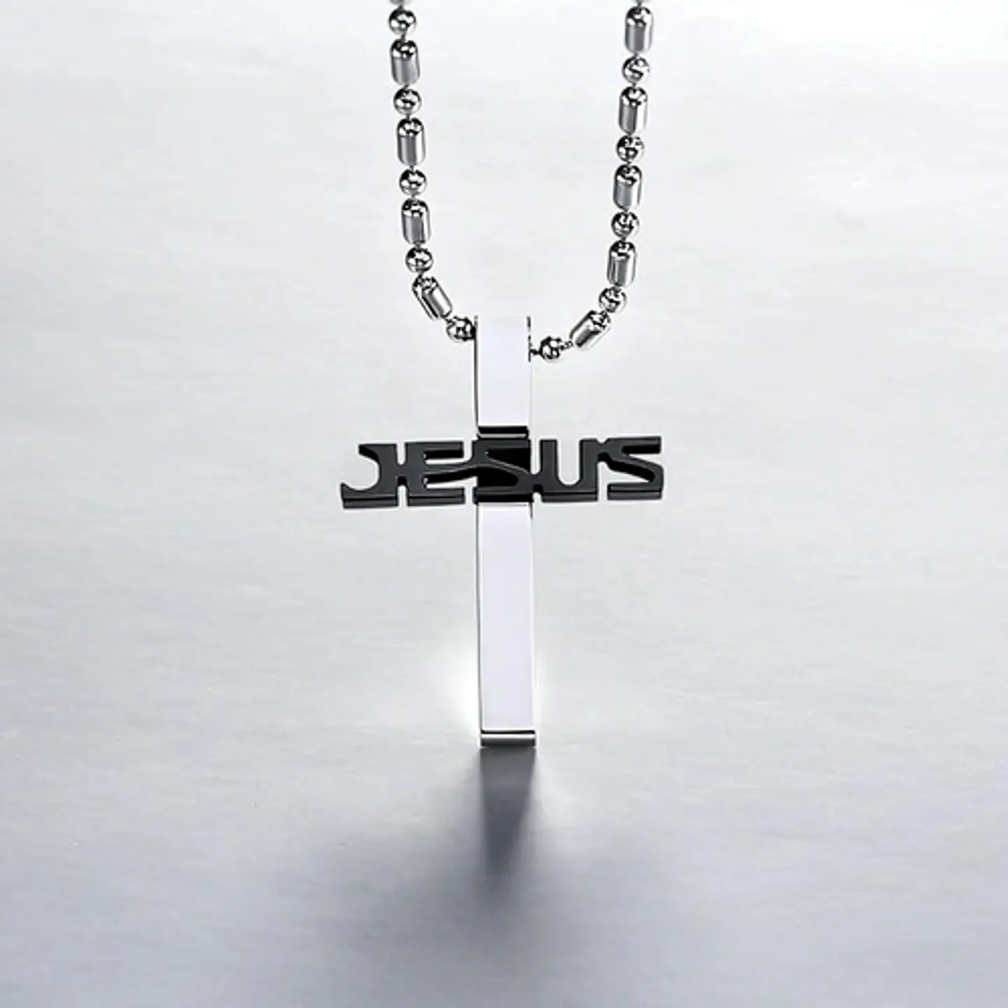 Collar Para Hombre Y Mujer Con Dije Jesús Cruz Color Plata 4