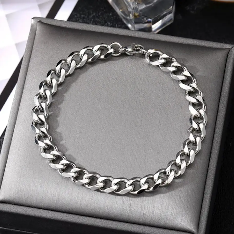 Pulsera Cubana Para Hombre Y Mujer Esclava De 7 Mm Color Oro 25
