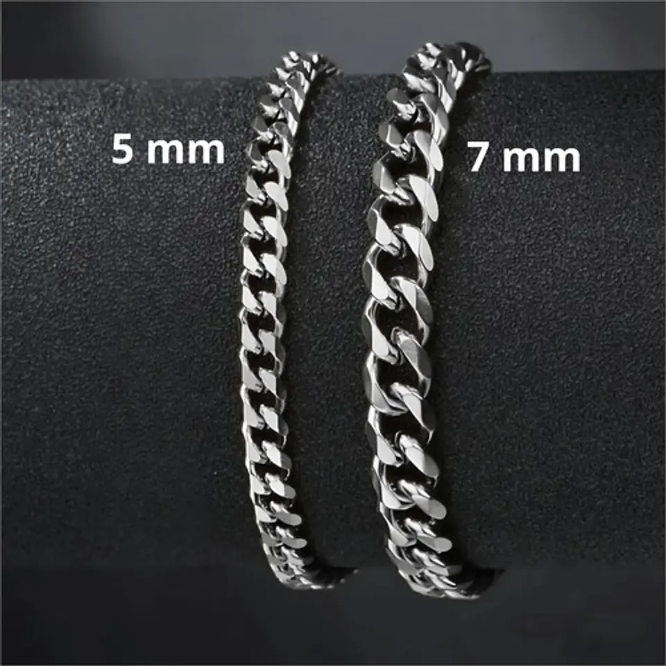 Pulsera Cubana Para Hombre Y Mujer Esclava De 7 Mm Color Oro 50