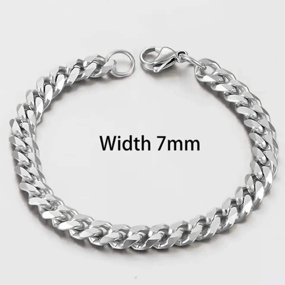 Pulsera Cubana Para Hombre Y Mujer Esclava De 7 Mm Color Oro 85