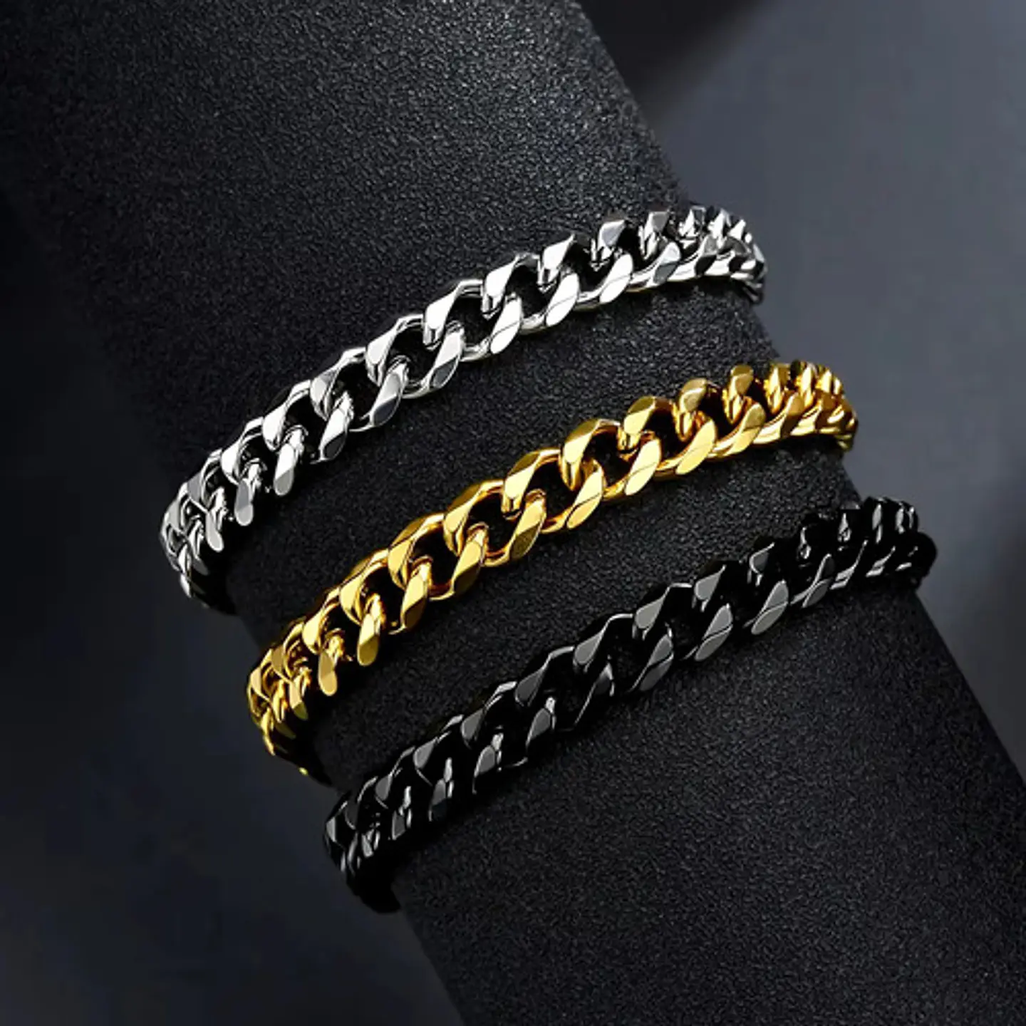 Pulsera Cubana Para Hombre Y Mujer Esclava De 7 Mm Color Oro 100