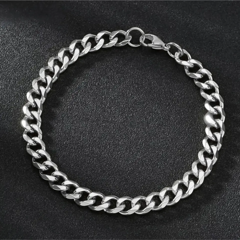 Pulsera Cubana Para Hombre Y Mujer Esclava De 7 Mm Color Oro 106
