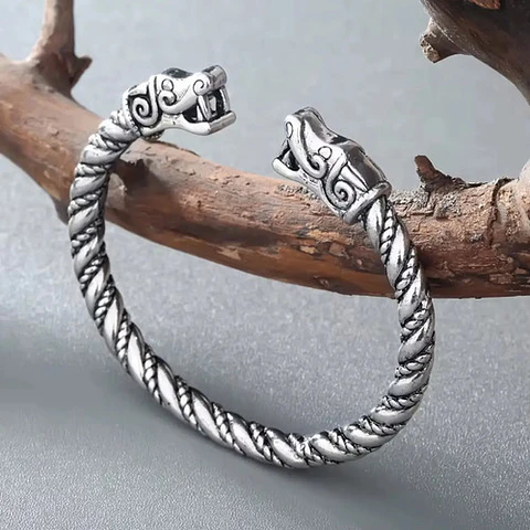 Pulsera Brazalete Para Hombre Vikingo Dragon Nórdico Pagano