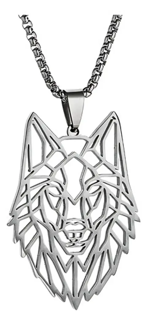 Collar Para Hombre Y Mujer Con Dije Origami Lobo Vikingo